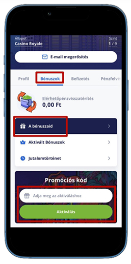Mező a promóciós kód megadására