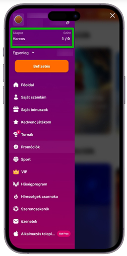 Profil menü