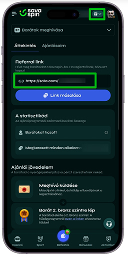 Referal program oldala