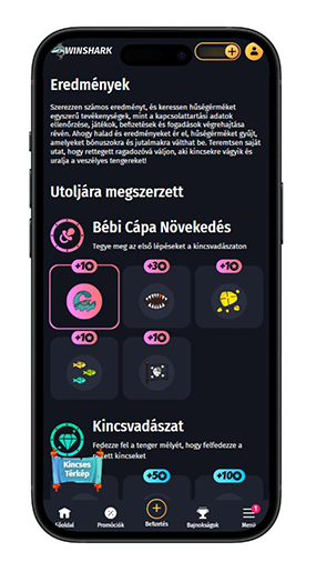 Bónuszok a feladatok végrehajtásáért a Winshark kaszinóban
