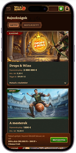 Versenyek a WildRobin kaszinóban