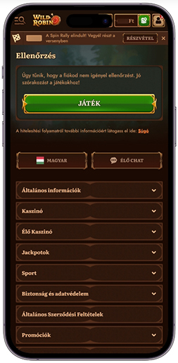 Személyazonosság ellenőrzés a WildRobin kaszinóban