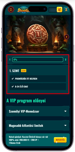 A felhasználó szintje