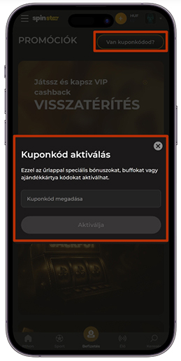 Promóciós kód aktiválása