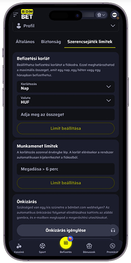 Korlátozások beállítása