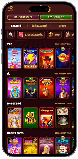 Szerencsejátékokat tartalmazó részleg