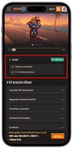 A hűségprogram oldala
