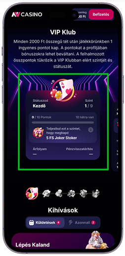 Hűségprogram az NV Casino kaszinóban