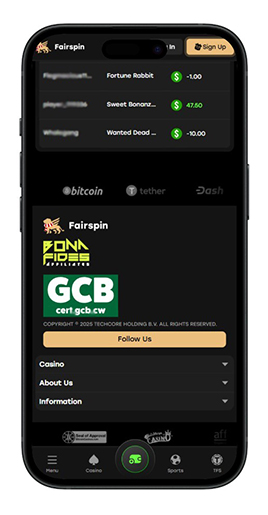 A Fairspin kaszinó engedélye