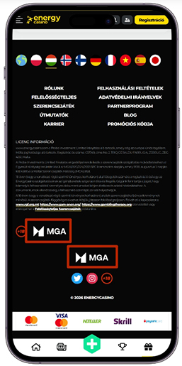 Adatok a kaszinó engedélyéről