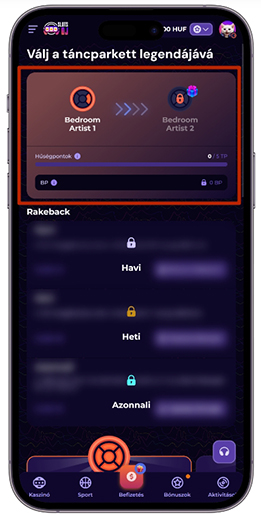 Hűségprogram menüje