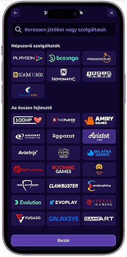 Elérhető fejlesztők