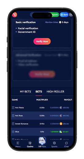 Verifikáció a Celsius kaszinóban