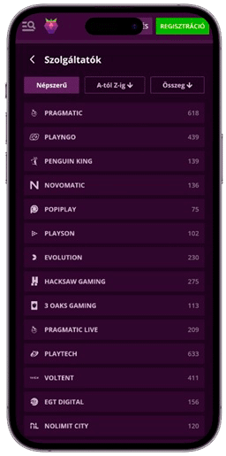 Az online kaszinó szolgáltatóinak listája