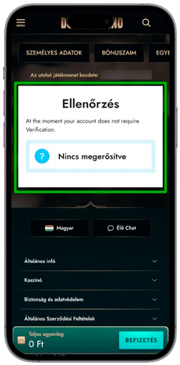 Személyazonosság ellenőrzési oldal