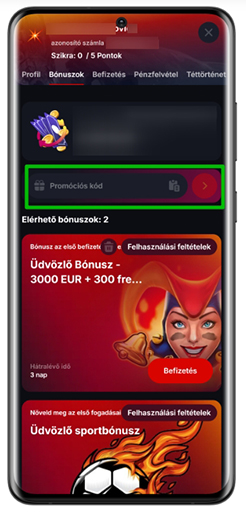 A promóciós kód használata az online kaszinóban