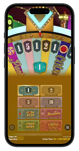 Crazy Time az okostelefonon