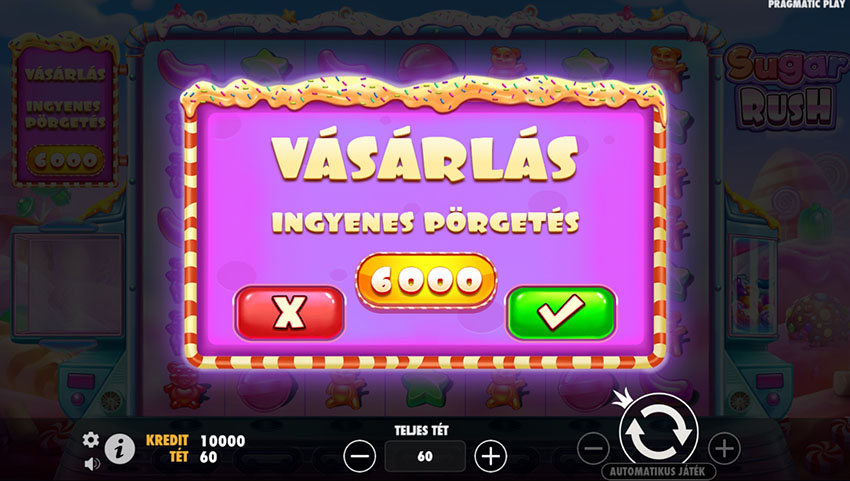 Bónusz vásárlása a Sugar Rush nyerőgépen