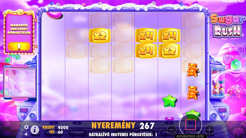 Szorzók a Sugar Rush nyerőgépen