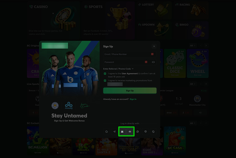 Regisztráció a kripto kaszinóban