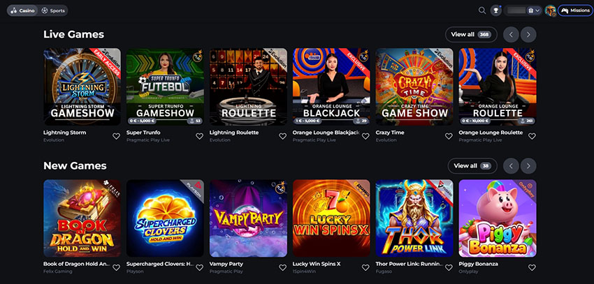 A BetOnRed Casino hivatalos weboldala