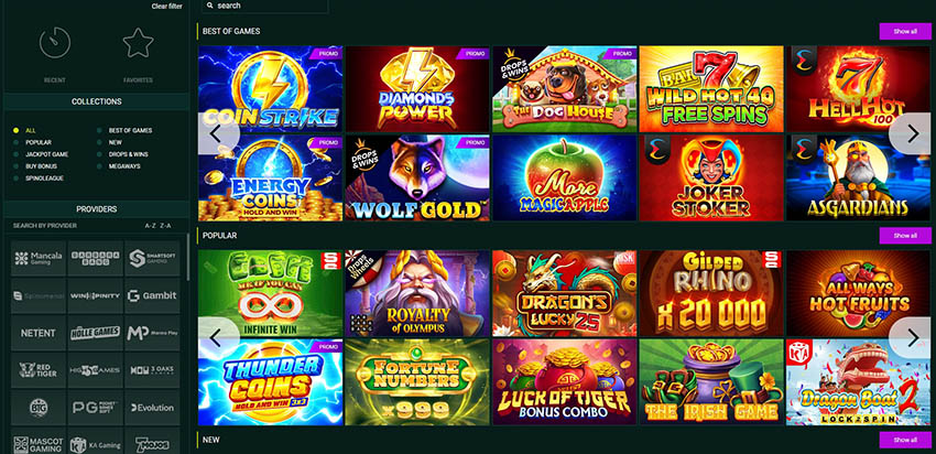 Az SpinBetter Casino hivatalos weboldala