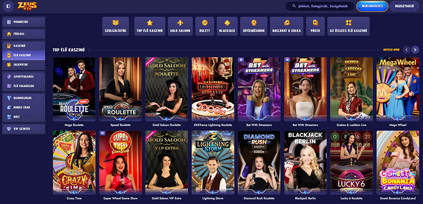 A ZeusWin Casino hivatalos weboldala
