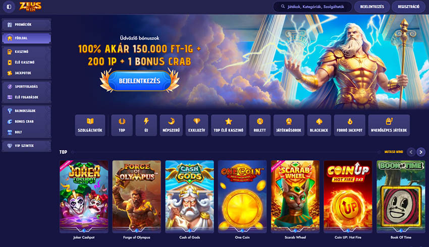 A ZeusWin hivatalos weboldala