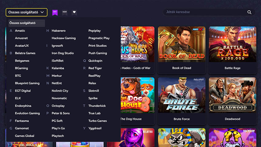 Szolgáltatók az online kaszinóban