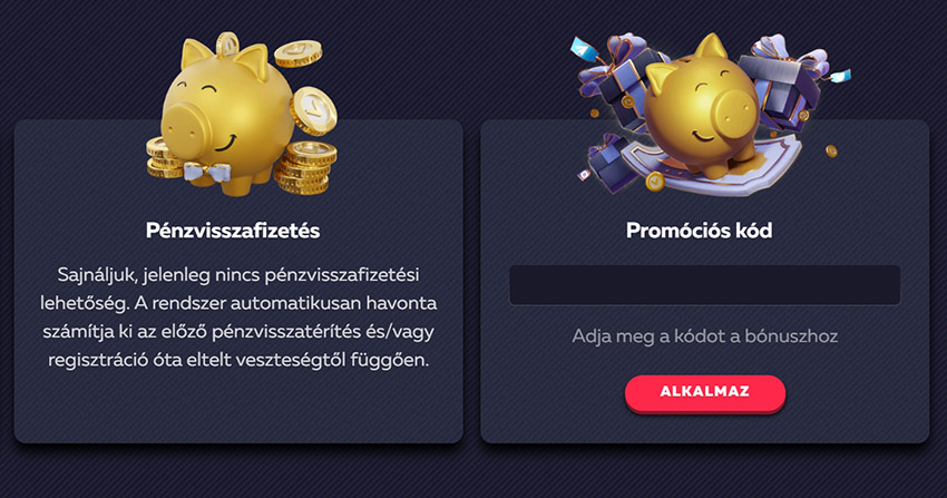 Promóciós kódú bónuszok