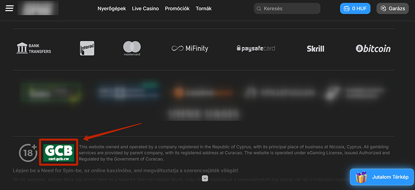 A Curacaoi szabályzó logója